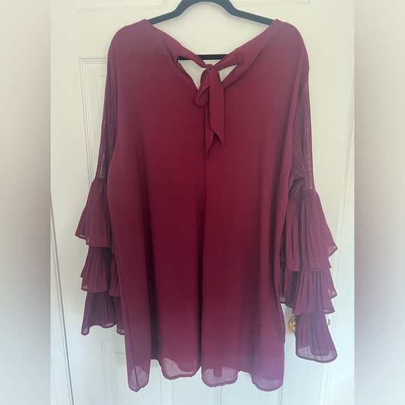 Love Riche Three Tiered Sleeve Plum Dress Size 2x - Picture 6 of 8